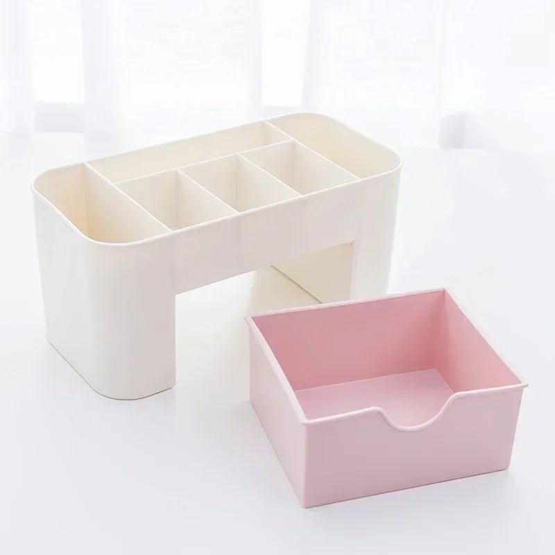 Organisateurs de maquillage en plastique à double couche, boîte de rangement cosmétique, boîte de présentation de bijoux de proximité, boîte de maquillage de bureau, boîte de rangement - Zone shopping