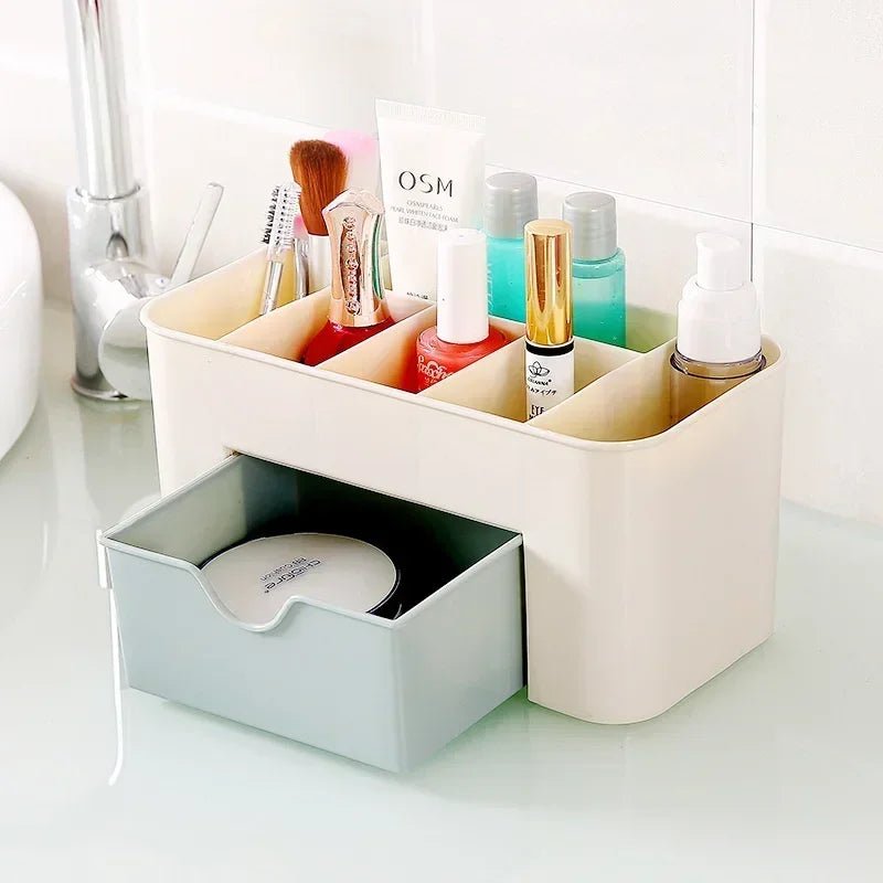 Organisateurs de maquillage en plastique à double couche, boîte de rangement cosmétique, boîte de présentation de bijoux de proximité, boîte de maquillage de bureau, boîte de rangement - Zone shopping