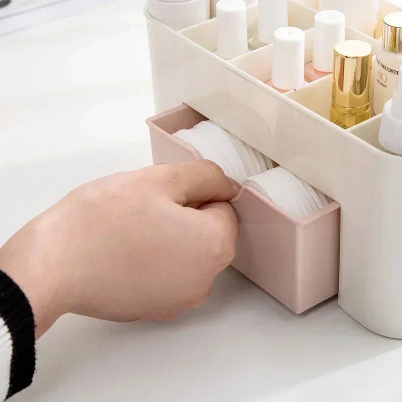 Organisateurs de maquillage en plastique à double couche, boîte de rangement cosmétique, boîte de présentation de bijoux de proximité, boîte de maquillage de bureau, boîte de rangement - Zone shopping