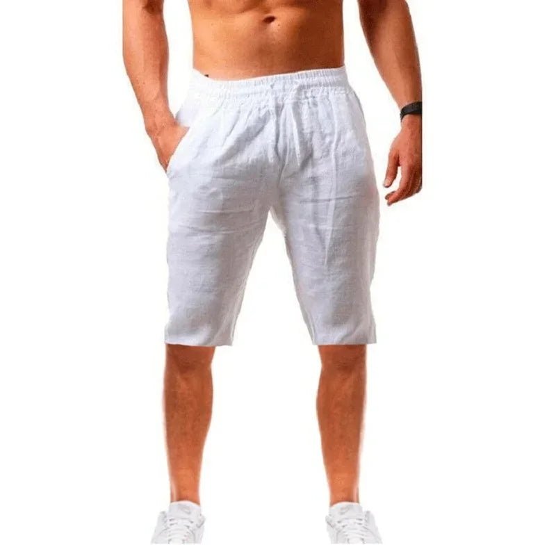 Pantalon court en coton et lin pour hommes - Short d'été léger - Zone shopping
