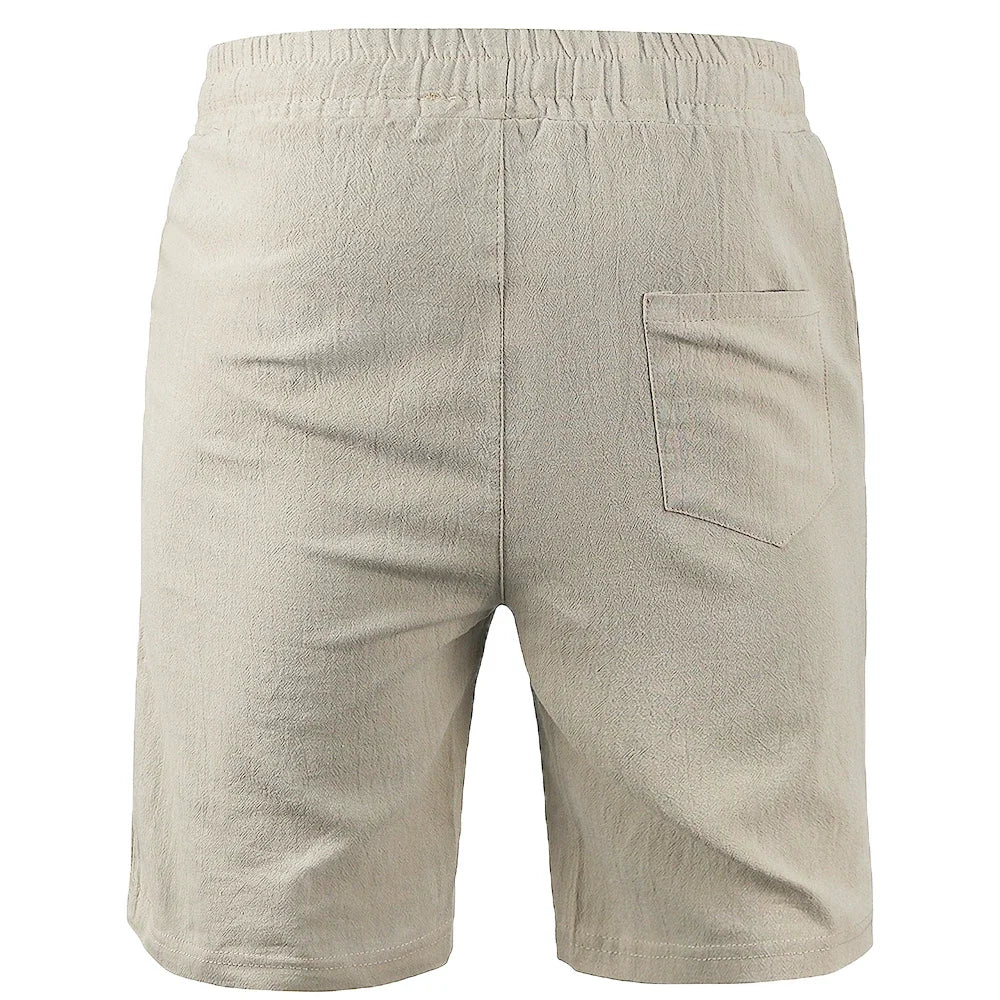 Pantalon court en coton et lin pour hommes - Short d'été léger - Zone shopping