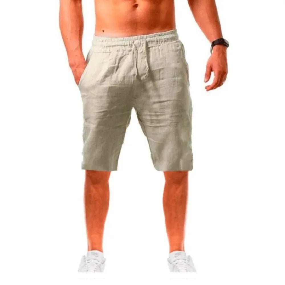 Pantalon court en coton et lin pour hommes - Short d'été léger - Zone shopping