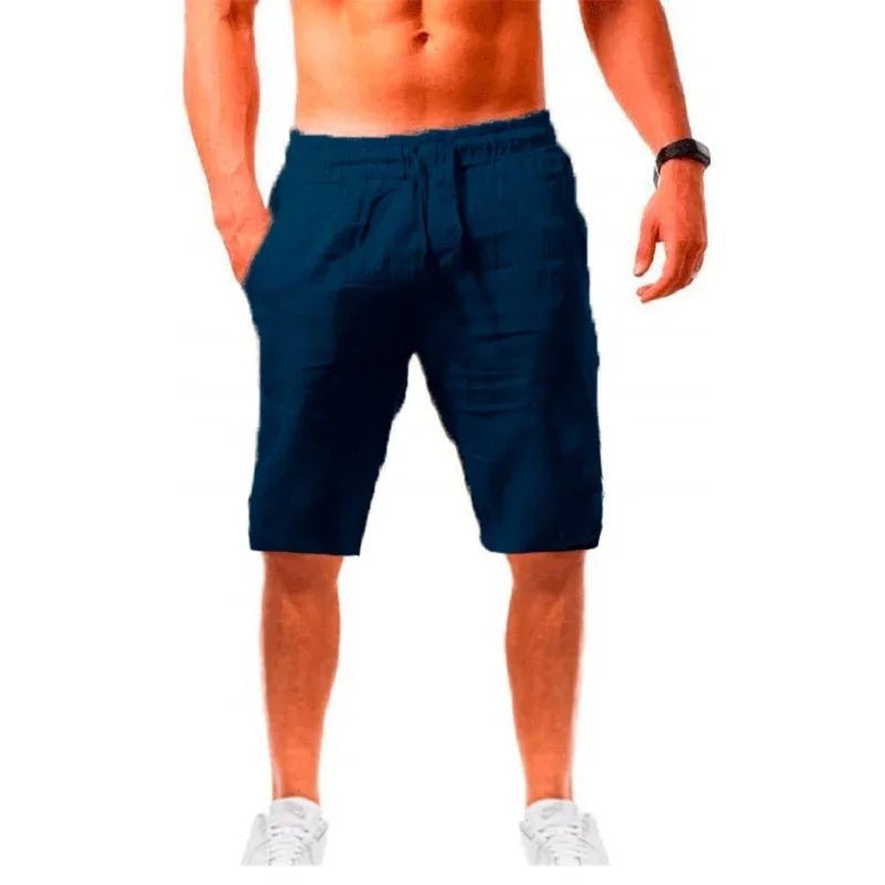 Pantalon court en coton et lin pour hommes - Short d'été léger - Zone shopping