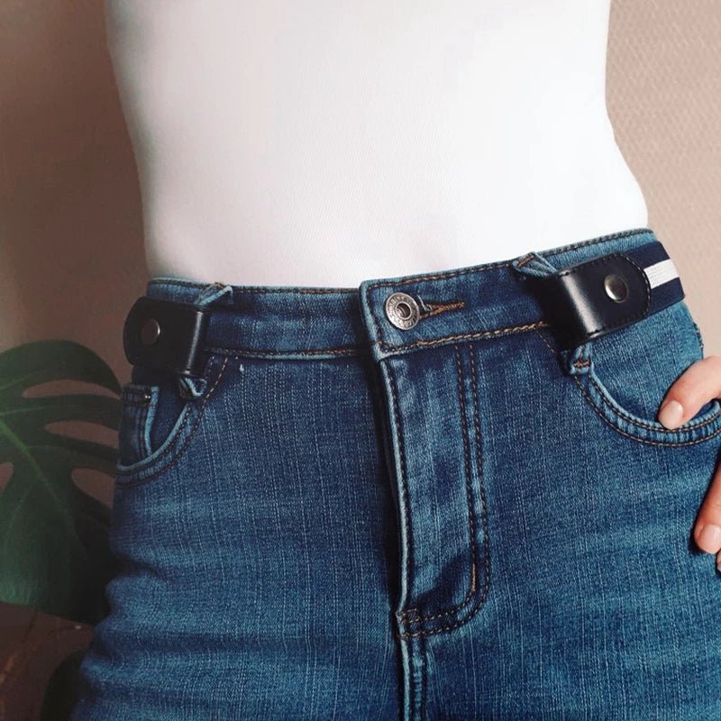 Pantalon Jeans Taille Artificielle avec Ceinture Invisible. - Zone shopping