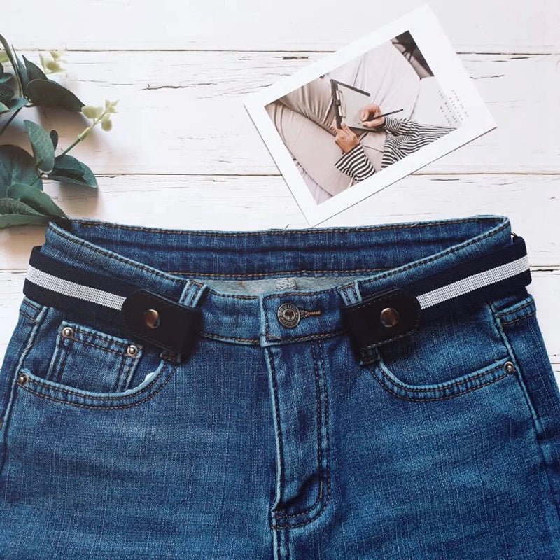 Pantalon Jeans Taille Artificielle avec Ceinture Invisible. - Zone shopping