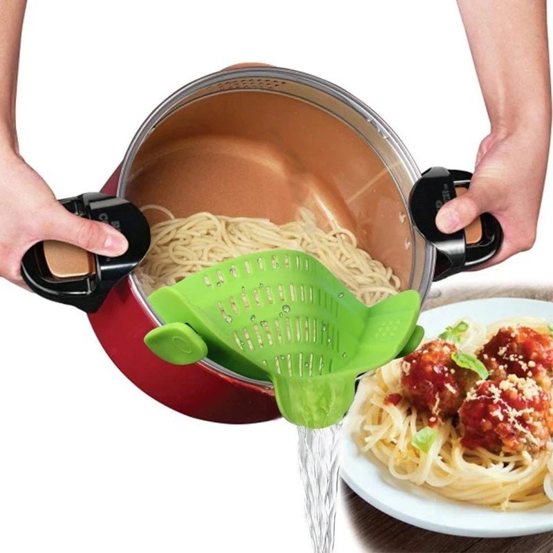Passoire à pâtes en silicone anti - déversement, clip universel qualité alimentaire - Zone shopping