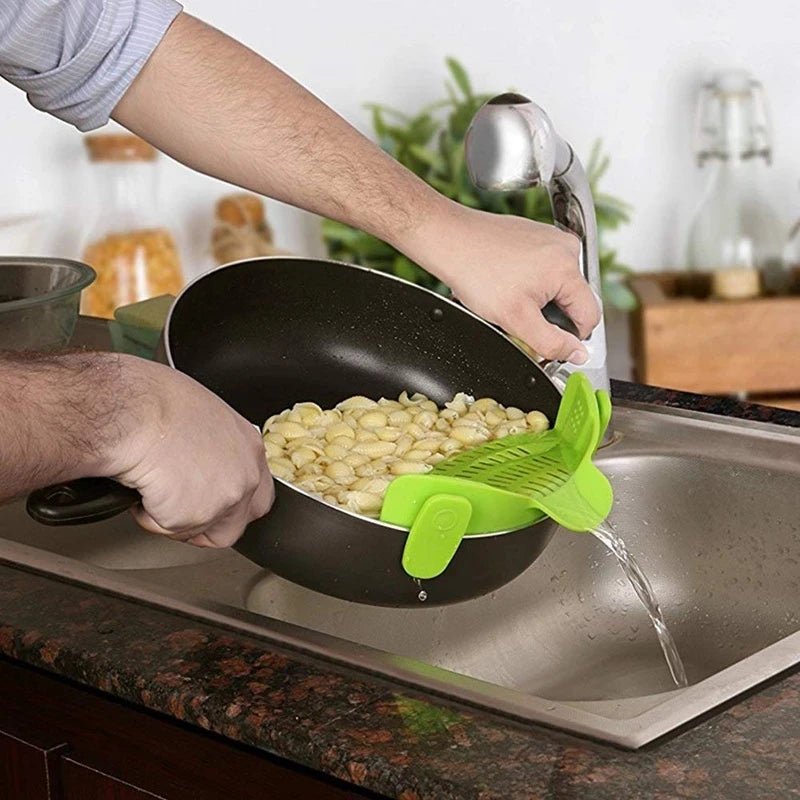 Passoire à pâtes en silicone anti - déversement, clip universel qualité alimentaire - Zone shopping