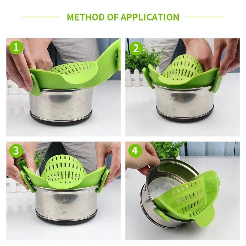 Passoire à pâtes en silicone anti - déversement, clip universel qualité alimentaire - Zone shopping