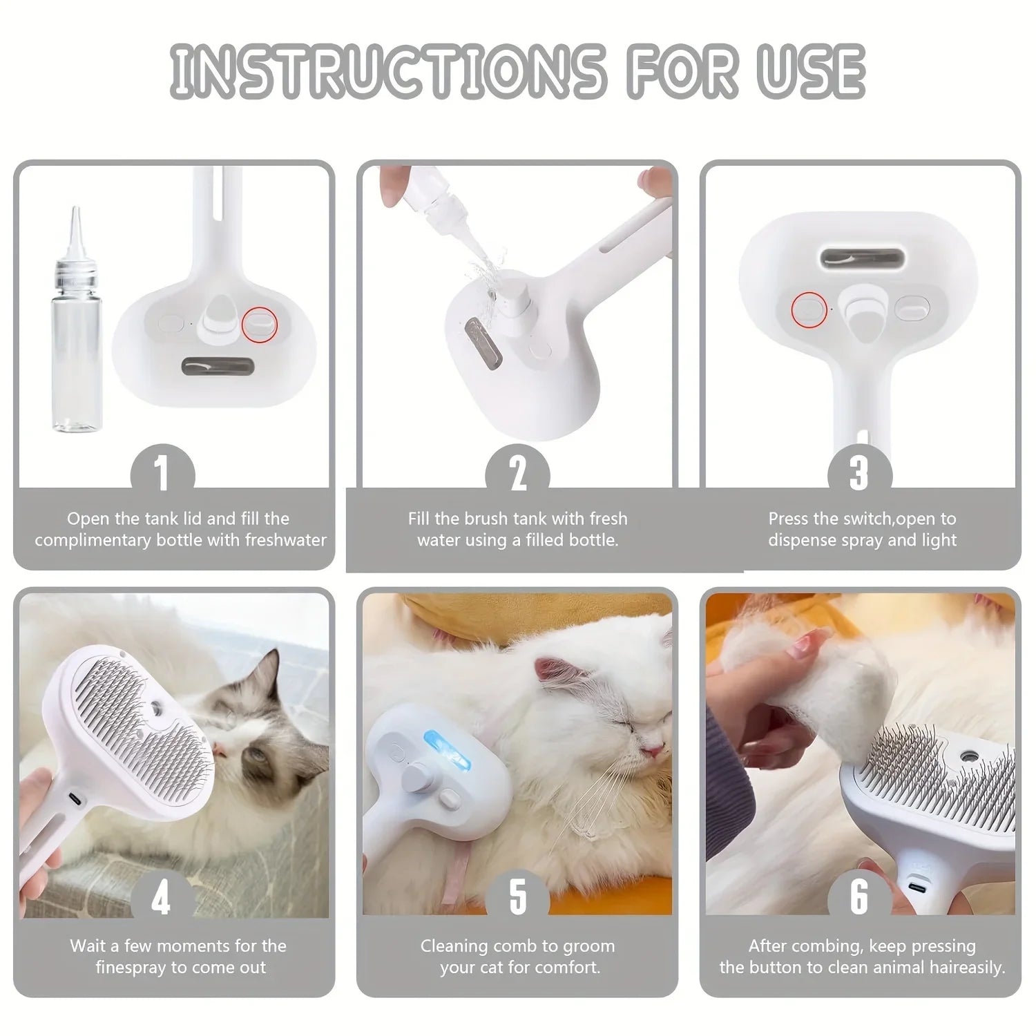 Peigne de toilettage vaporisateur pour chiens et chats, épilation facile - Zone shopping