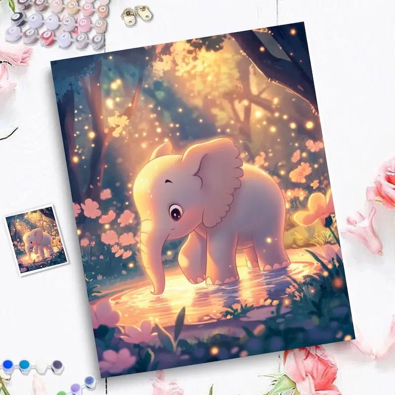 Peinture par Numéros Élégant Éléphant Mignon - DIY Décor Intérieur - Zone shopping