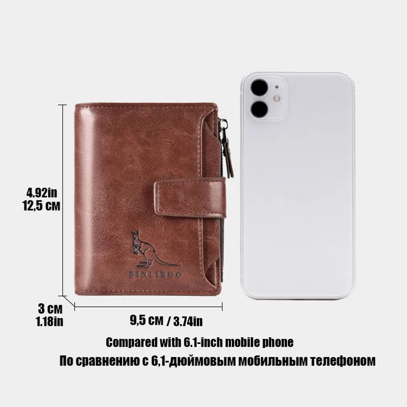 Portefeuille en cuir RFID luxe pour hommes, porte - cartes et monnaie - Zone shopping