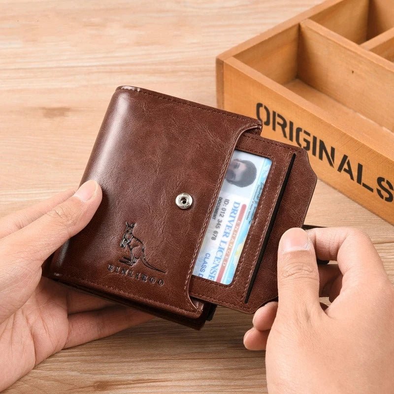 Portefeuille en cuir RFID luxe pour hommes, porte - cartes et monnaie - Zone shopping