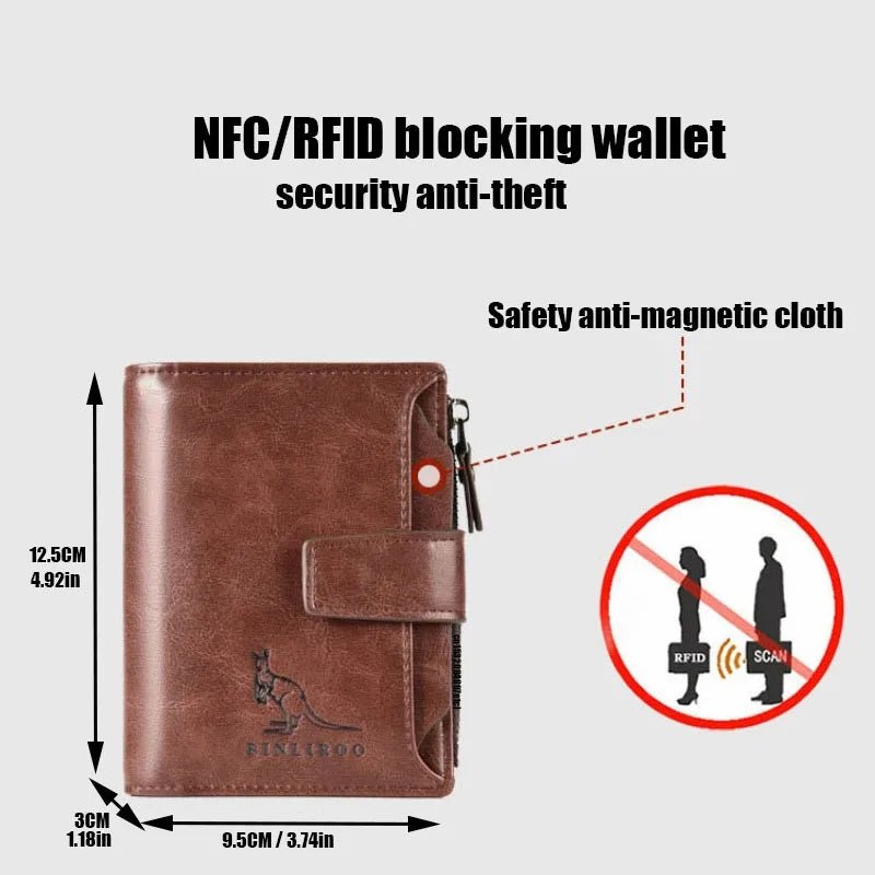 Portefeuille en cuir RFID luxe pour hommes, porte - cartes et monnaie - Zone shopping