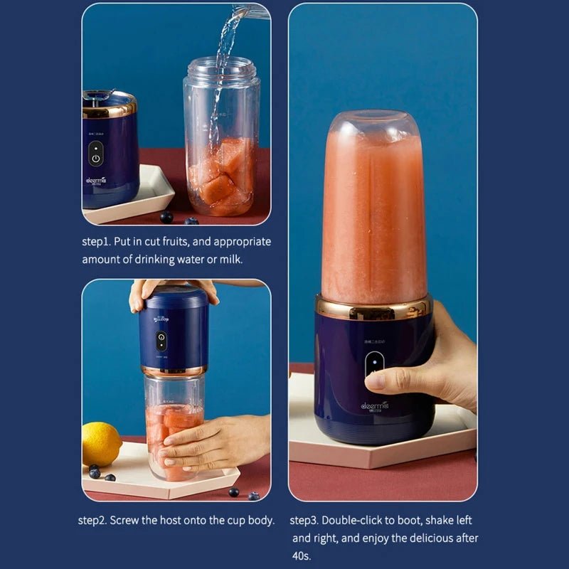 Presse - agrumes Portable à 6 lames, Rechargeable par USB, en acier inoxydable, tasse, presse - fruits, mélangeur de Smoothie automatique, outil de cuisine - Zone shopping