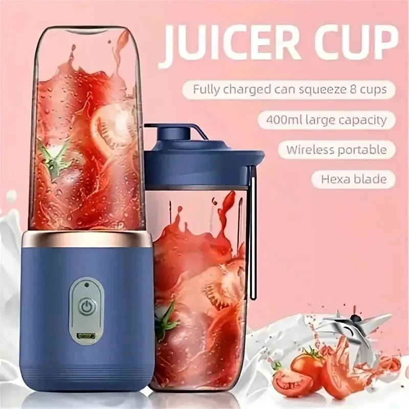 Presse - agrumes Portable à 6 lames, Rechargeable par USB, en acier inoxydable, tasse, presse - fruits, mélangeur de Smoothie automatique, outil de cuisine - Zone shopping