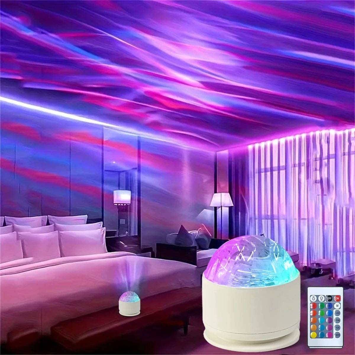 Projecteur d'ondulation d'eau 16 couleurs, veilleuse festive Noël - Zone shopping