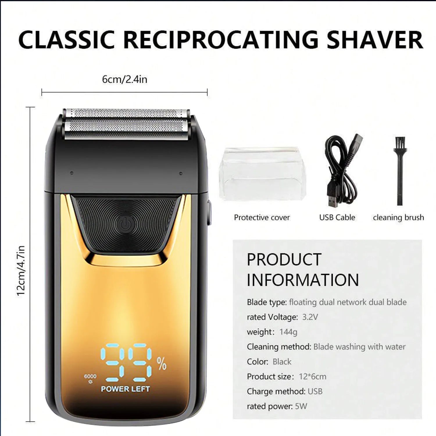 Rasoir électrique 3D portable, sec/humide, double usage, charge rapide - Zone shopping