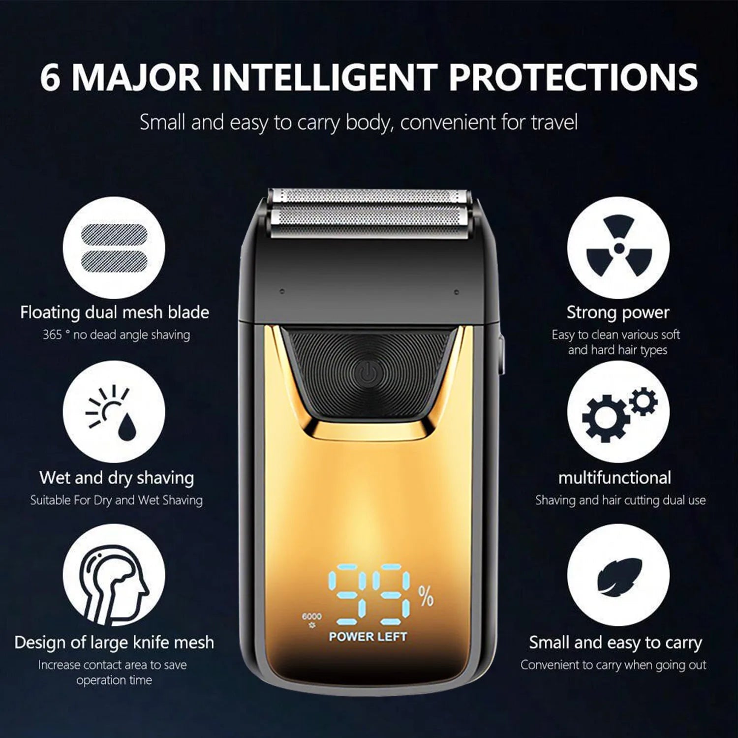 Rasoir électrique 3D portable, sec/humide, double usage, charge rapide - Zone shopping