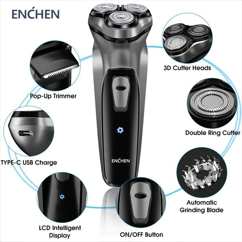 Rasoir Électrique ENCHEN Blackstone 3D Flottant USB Rechargeable - Zone shopping