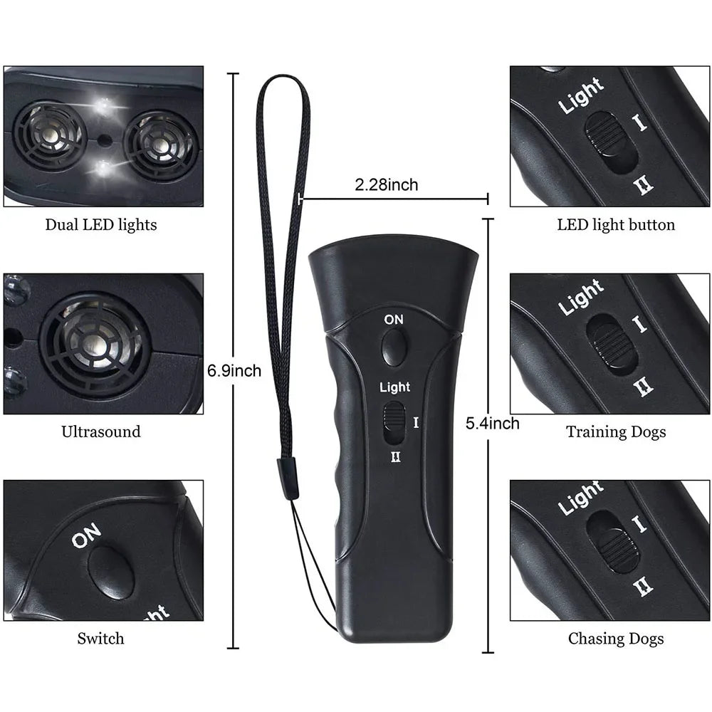 Répulsif anti - aboiement pour chiens, entraîneur ultrasonique LED - Zone shopping