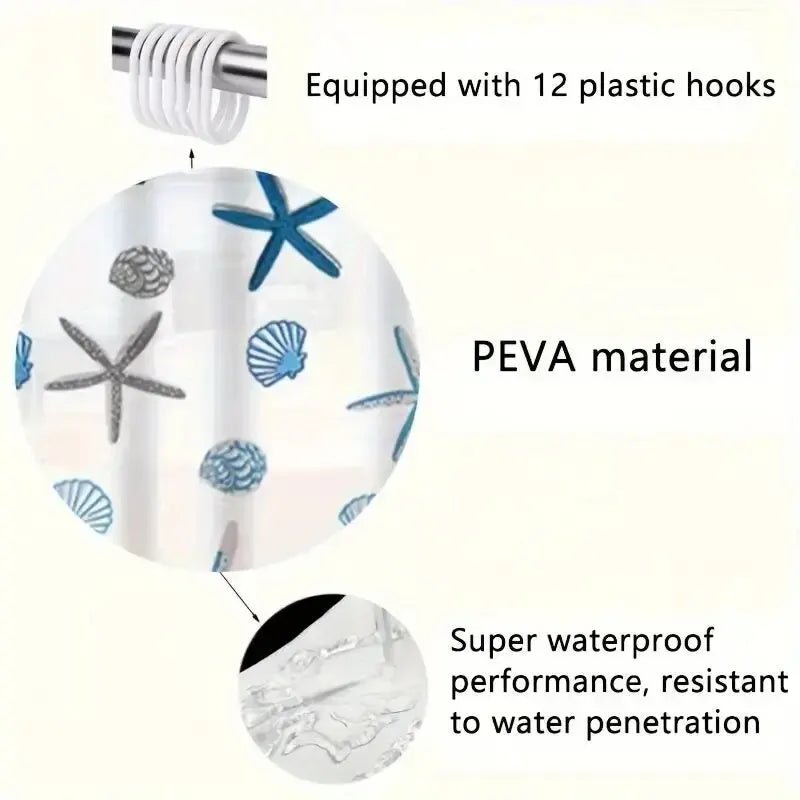 Rideau de douche étanche PEVA avec motif - Accessoire déco salle de bain - Zone shopping