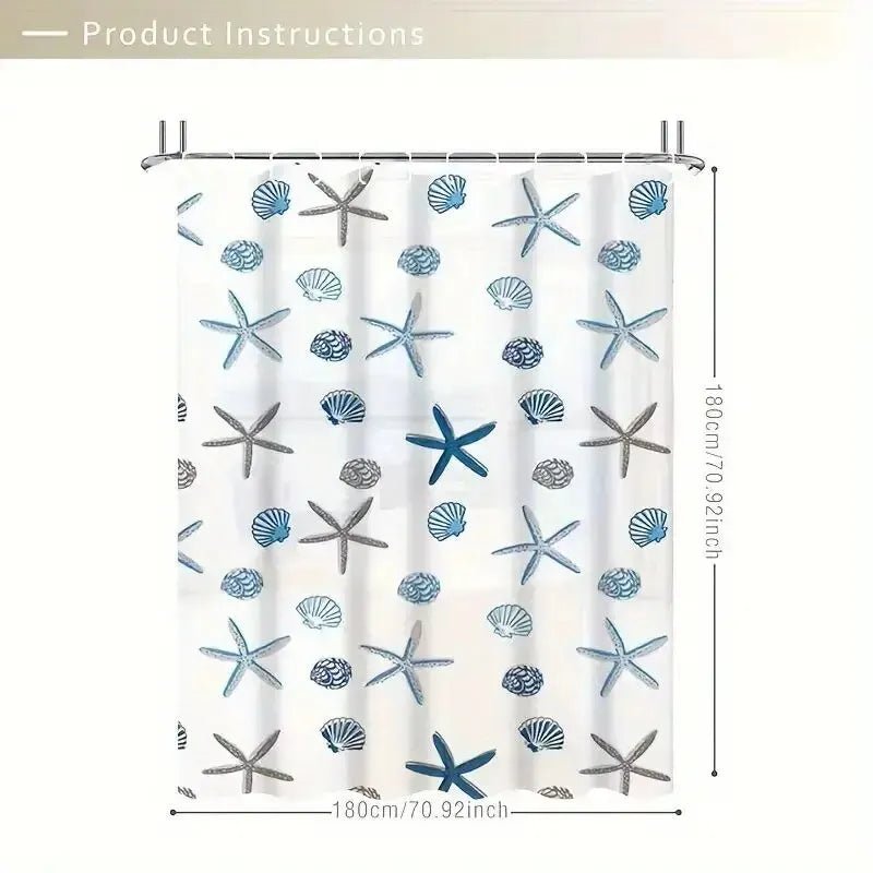 Rideau de douche étanche PEVA avec motif - Accessoire déco salle de bain - Zone shopping