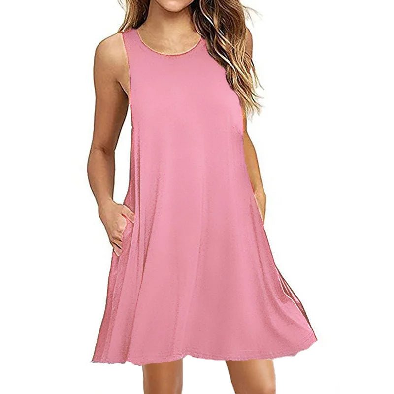 Robe T-Shirt trapèze été femme, décontractée, grande taille, poches - Zone shopping