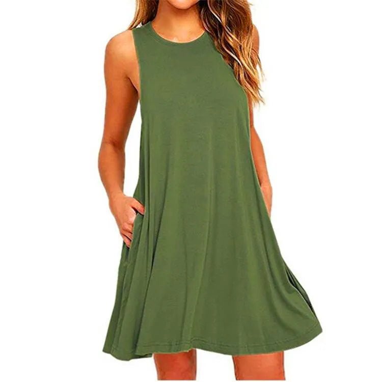Robe T-Shirt trapèze été femme, décontractée, grande taille, poches - Zone shopping