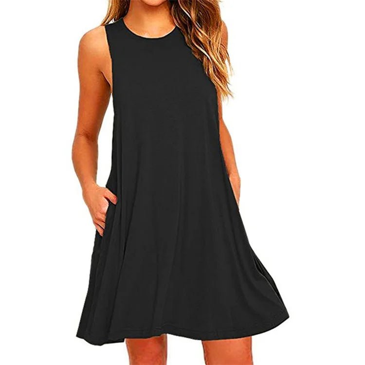 Robe T-Shirt trapèze été femme, décontractée, grande taille, poches - Zone shopping