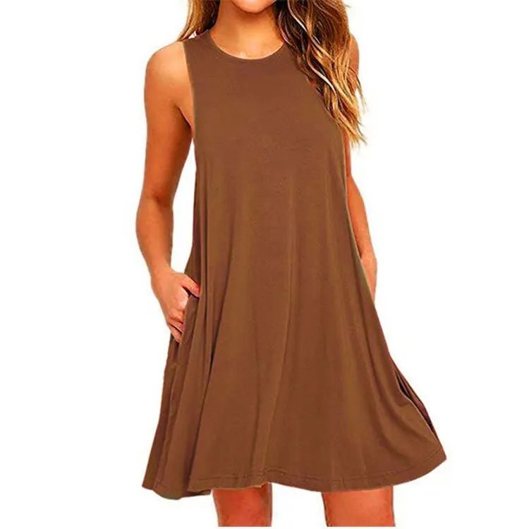 Robe T-Shirt trapèze été femme, décontractée, grande taille, poches - Zone shopping