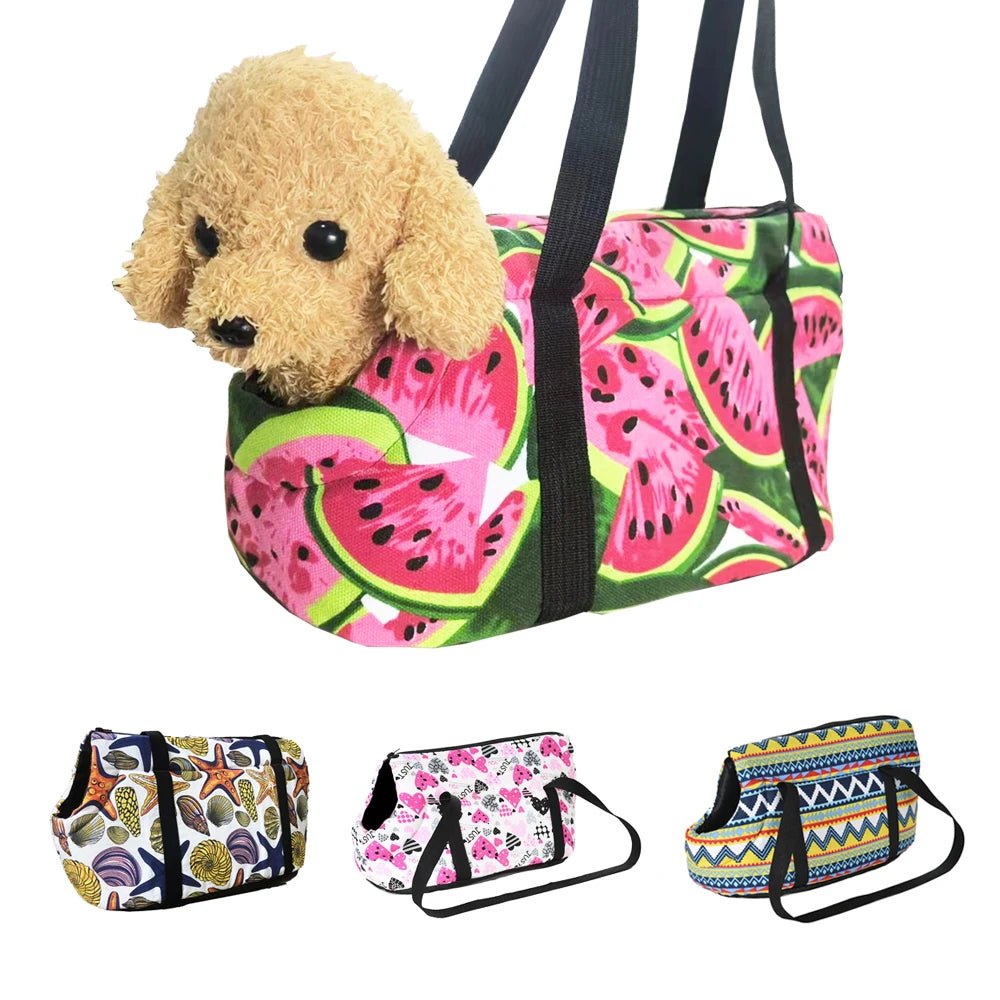 Sac à bandoulière portable pour petits chiens - Motif pastèque - Zone shopping
