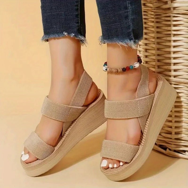 Sandales à l'offre elles compensées minimalistes pour femmes, 1 paire, optique ouverte Parker, semelle plate - forme décontractée, sangle de rinçage, slingback, document solide - Zone shopping