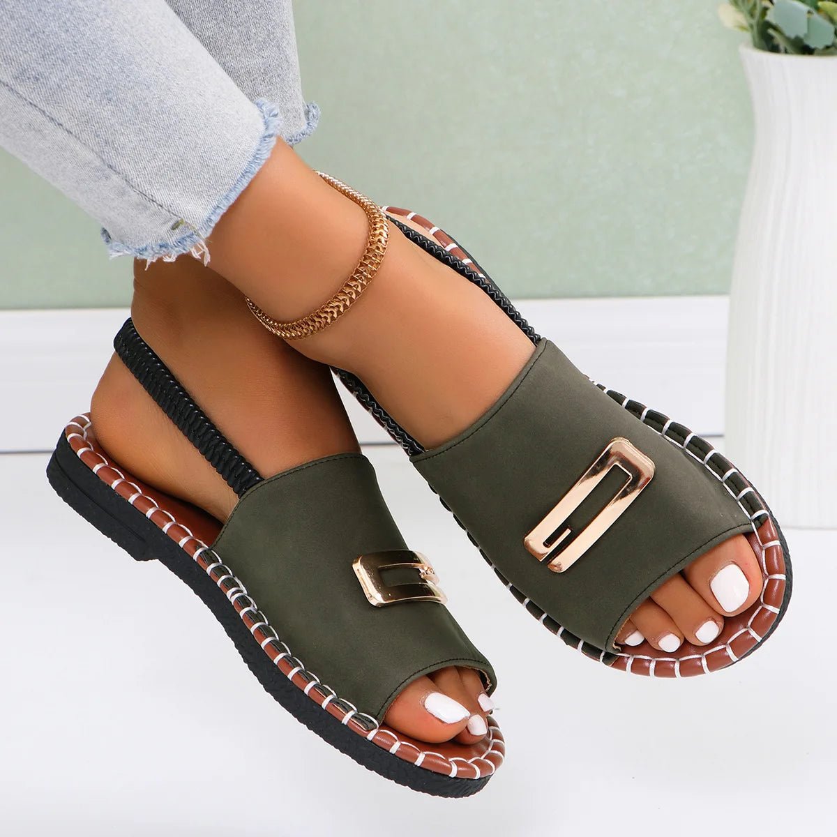 Sandales Plates Ouvertes Luxe Femme - Cuir PU, Confort, Élégance - Zone shopping