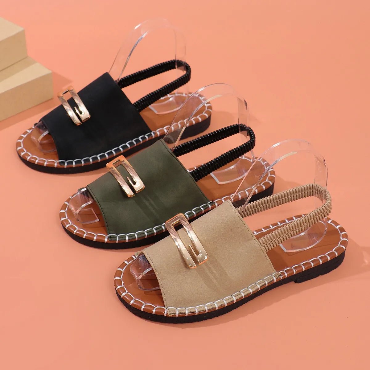 Sandales Plates Ouvertes Luxe Femme - Cuir PU, Confort, Élégance - Zone shopping