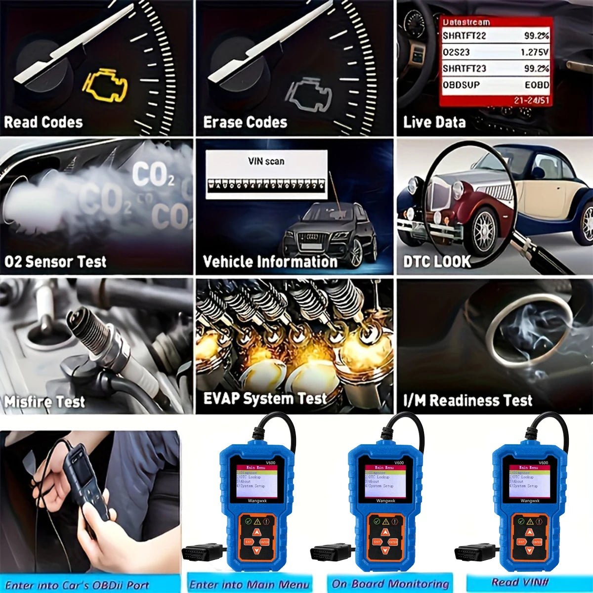 Scanner OBD2 V600 - Outil de diagnostic universel pour voitures - Zone shopping