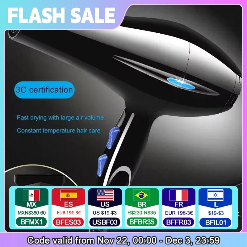 Sèche - cheveux à Ions Négatifs, Portable, Idéal Maison & Voyages - Zone shopping