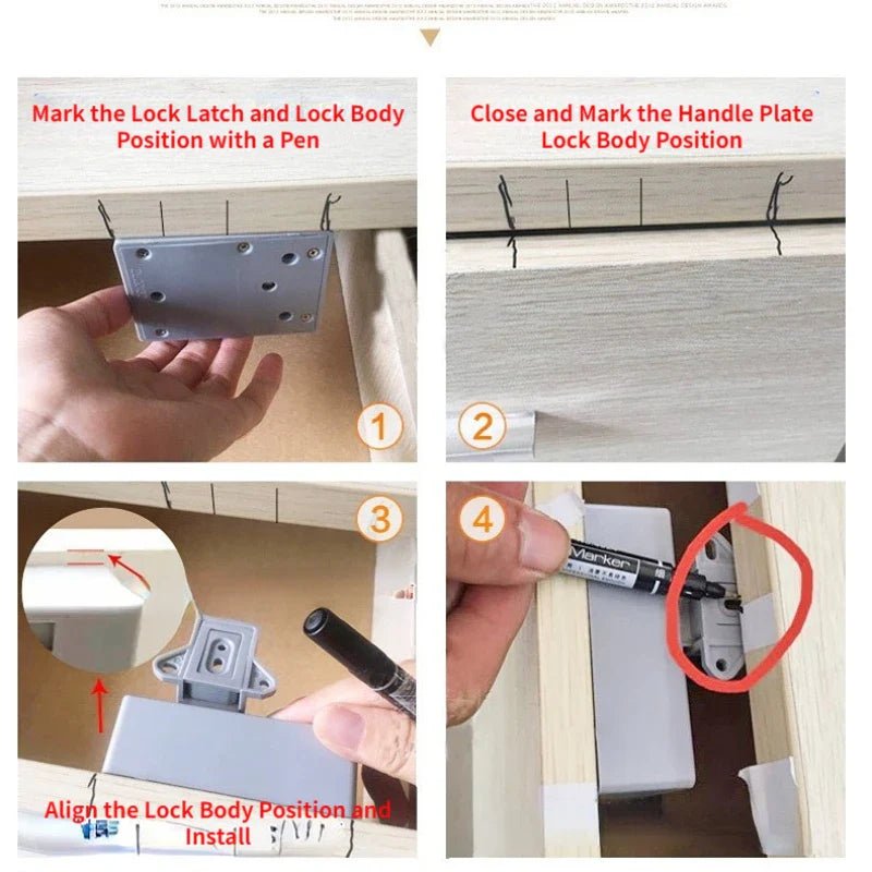 Serrure d'armoire invisible sans perçage, intelligente et sécurisée - Zone shopping