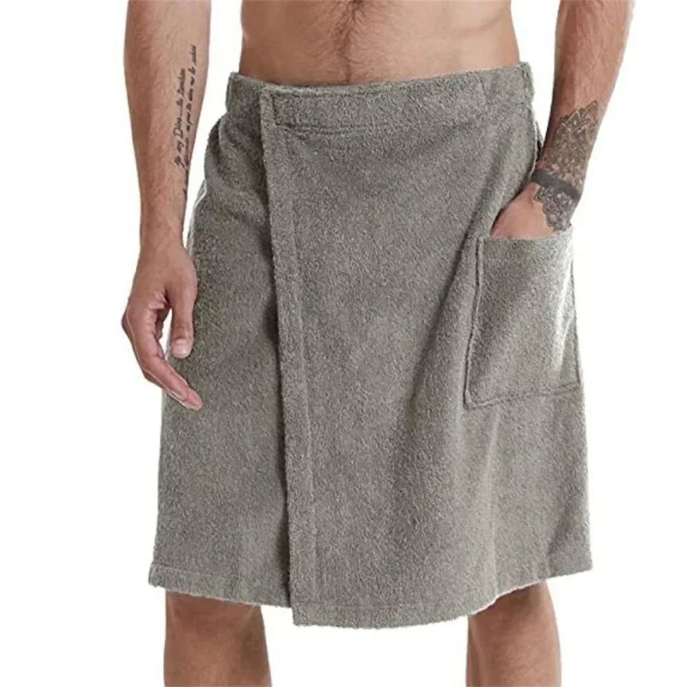 Serviette de bain douce avec poche pour homme - Sauna, plage, sport - Zone shopping