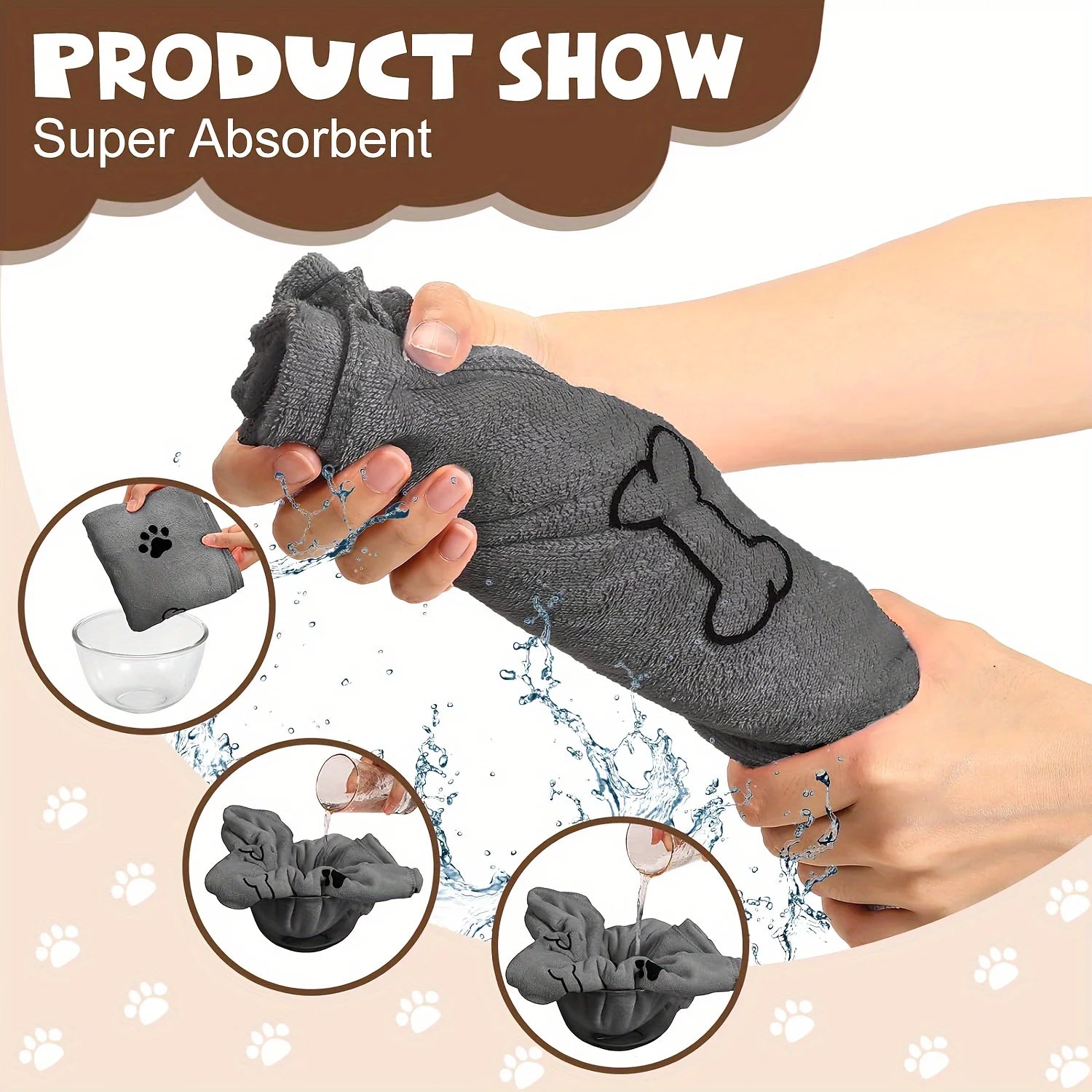 Serviette de bain microfibre pour chien, séchage rapide, 1 pièce - Zone shopping