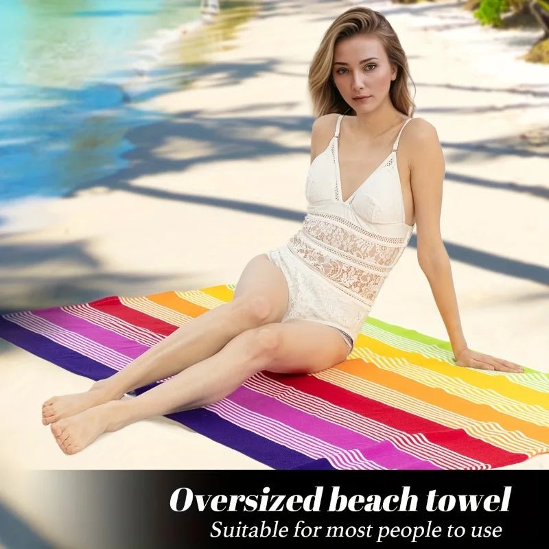Serviette de plage arc - en - ciel microfibre tropicale séchage rapide 280g - Zone shopping