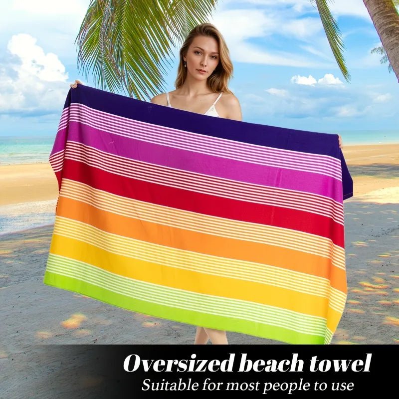Serviette de plage arc - en - ciel microfibre tropicale séchage rapide 280g - Zone shopping