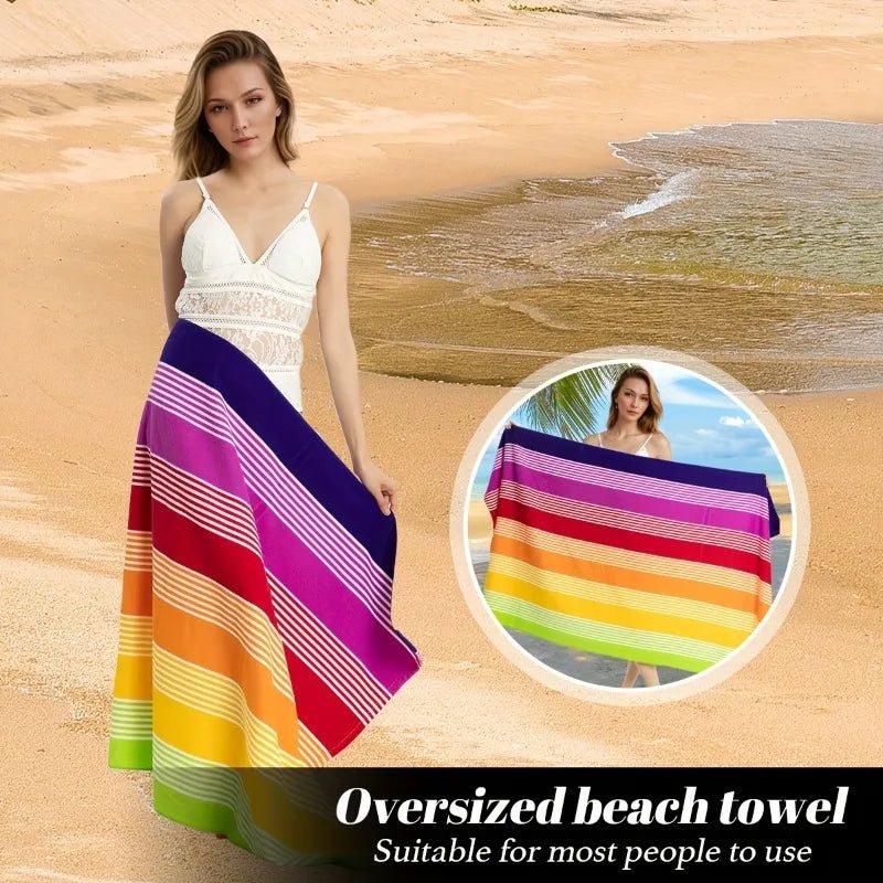 Serviette de plage arc - en - ciel microfibre tropicale séchage rapide 280g - Zone shopping