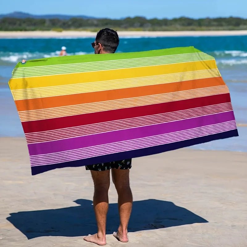 Serviette de plage arc - en - ciel microfibre tropicale séchage rapide 280g - Zone shopping