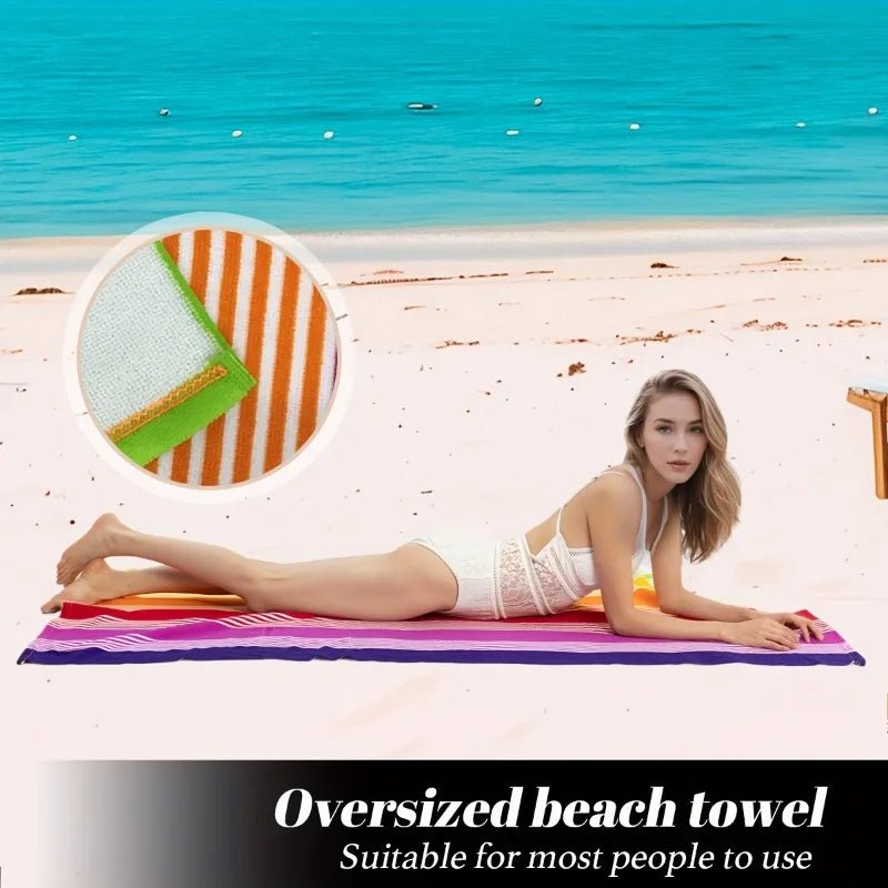 Serviette de plage arc - en - ciel microfibre tropicale séchage rapide 280g - Zone shopping