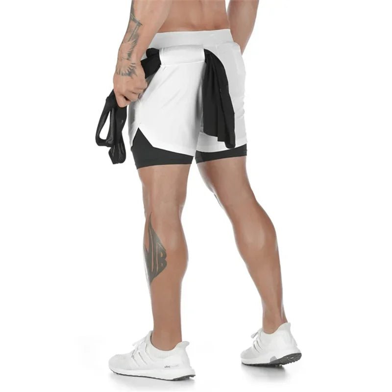 Short de Fitness Double couche pour hommes, short de sport 2 en 1, séchage rapide, entraînement, Jogging, Double pont, été - Zone shopping