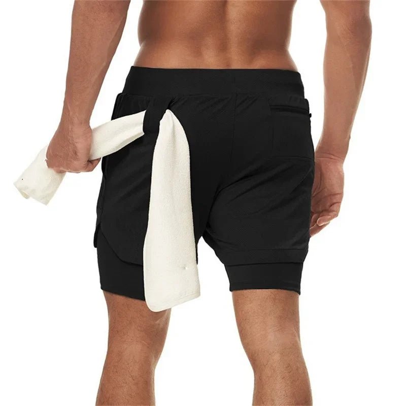 Short de Fitness Double couche pour hommes, short de sport 2 en 1, séchage rapide, entraînement, Jogging, Double pont, été - Zone shopping