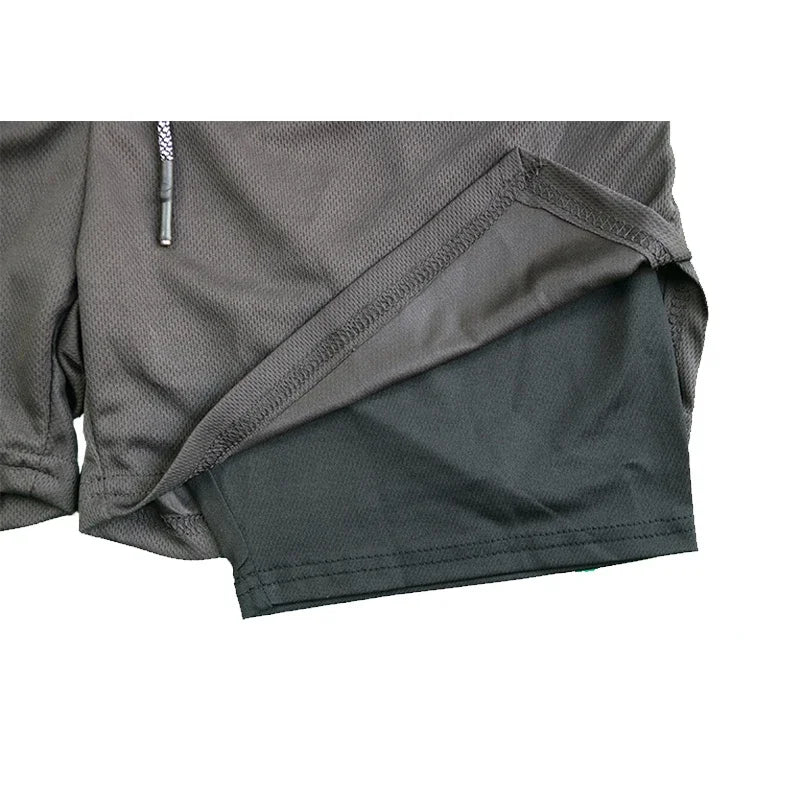 Short de Fitness Double couche pour hommes, short de sport 2 en 1, séchage rapide, entraînement, Jogging, Double pont, été - Zone shopping