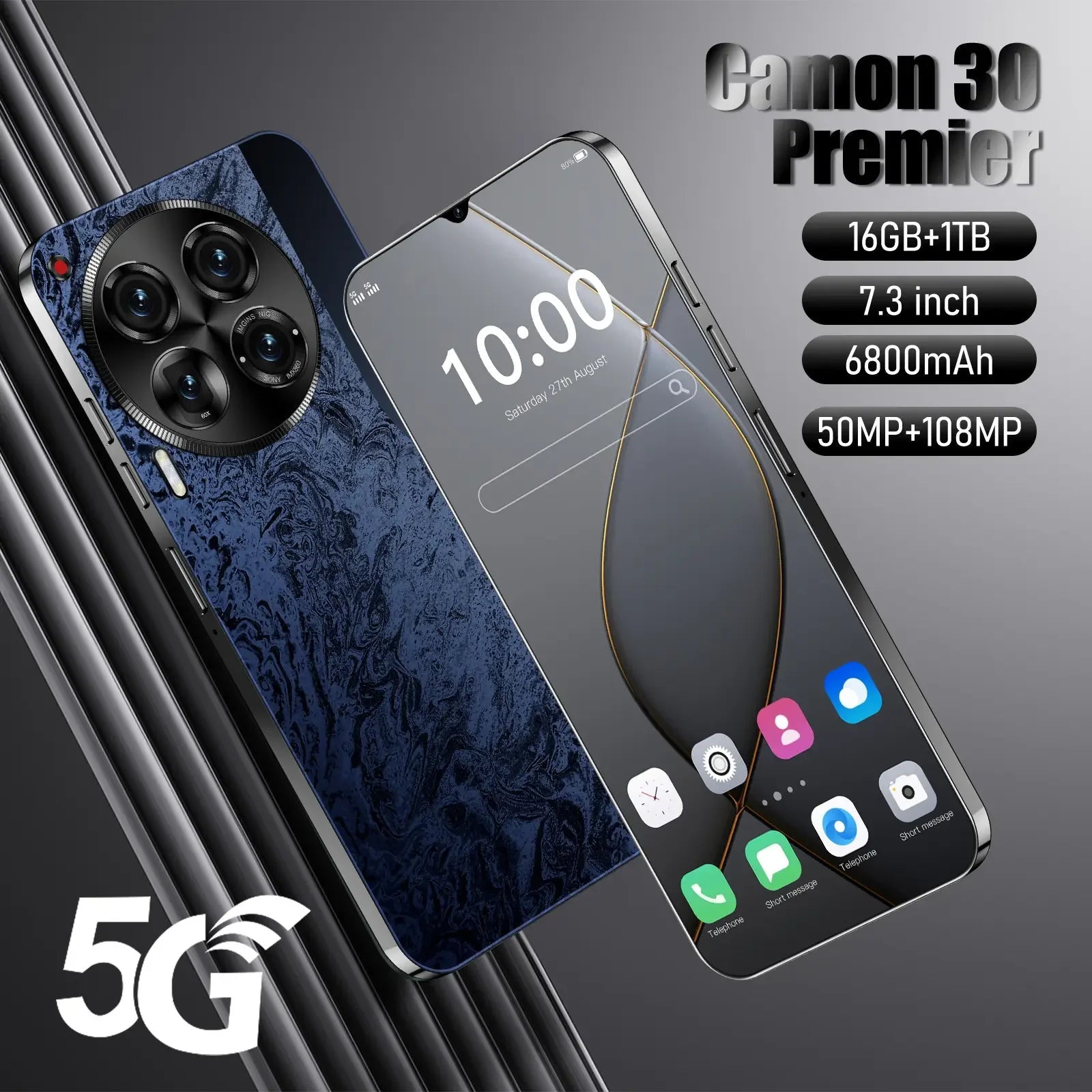 Smartphone Camon 30 Pro 5G pas cher, grand écran, 6800 mAh, gaming - Zone shopping
