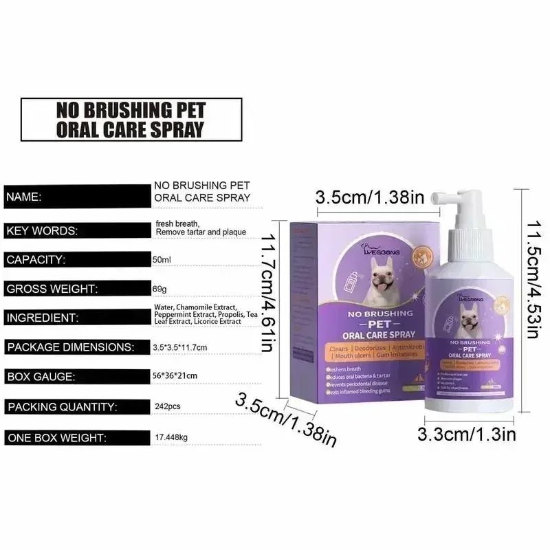 Spray nettoyant buccal 50ml pour chiens et chats, fraîcheur garantie! - Zone shopping