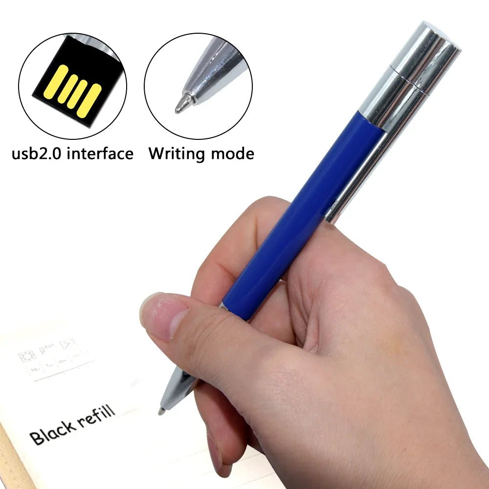 Stylo à bille en métal et clé USB 16/32/64/128 Go - Cadeaux sympas - Zone shopping